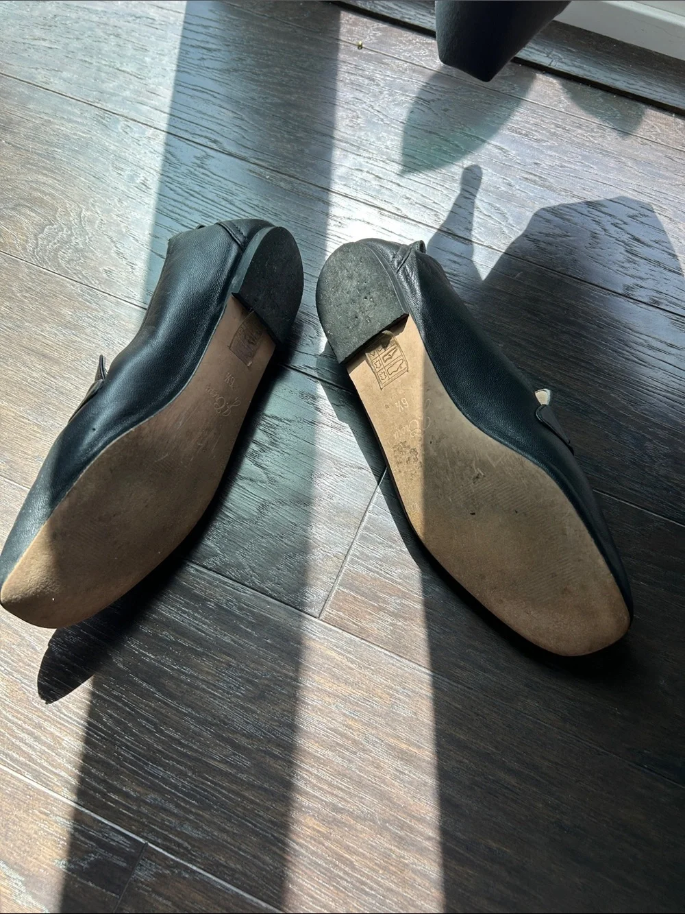 J Crew black leather loafers 6.5